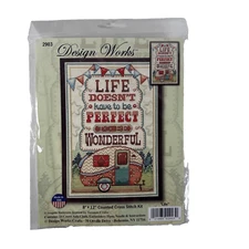 NEW SEALED Design Works Life is Wonderful Counted Cross-Stitch Kit  Camper RV