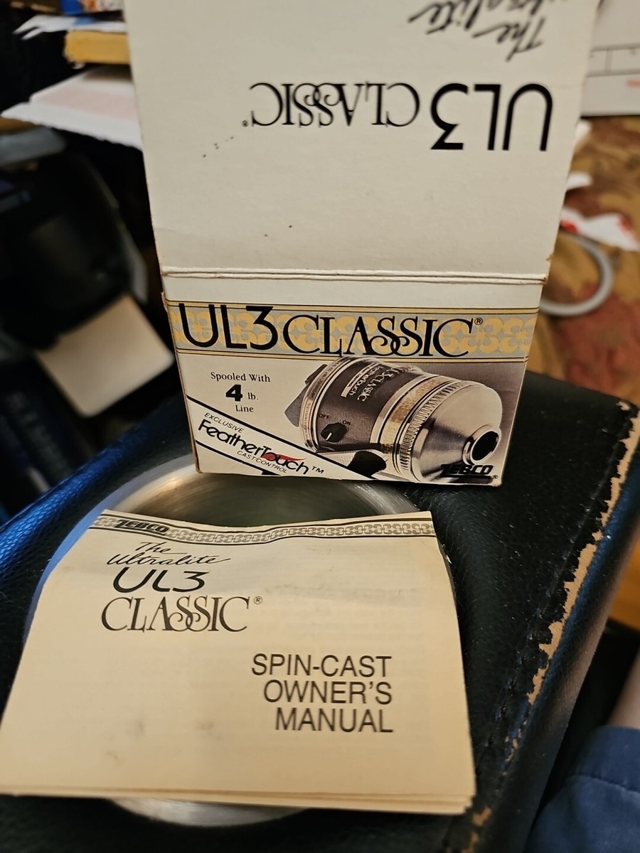 Zebco UL3 Classic Fishing Reel Box And Manual Missing Knob