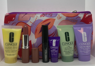 Clinique Serum, Lipstick, Mascara, Cleanser, Lotion, Cream With Bag Set Of 7