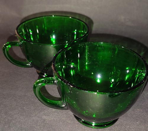 Vintage Anchor Hocking Emerald Green Punch Cup 6oz Replacement Pair Pattern #16 - Picture 2 of 6