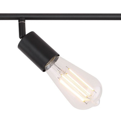 Lampada da Soggiorno Plafoniera Metallo Nero Vintage 4 Fiamma E27 - Foto 5 di 9