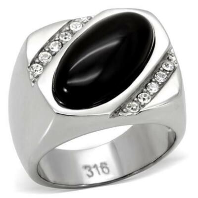 Anillo rectangular para hombre de acero inoxidable con circonita cúbica en tono