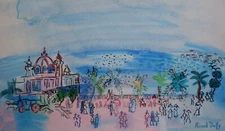 Fine unique painting – Fauvist seaside, signed Roul Dufy, w COA