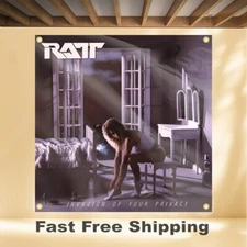 RATT INVASION OF YOUR PRIVACY 4'X4' BANNER ALBUM COVER ART FABRIC POSTER FLAG