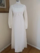 Vintage 70's Bridal Originals Off White Long Sleeve Wedding Dress Size S EUC