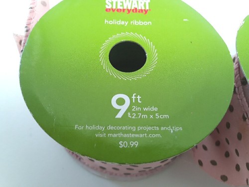 VTG Martha Stewart Holiday Wired Ribbon Lot 3 Pink Brown Velvet Polka Dots Retro - Picture 4 of 12
