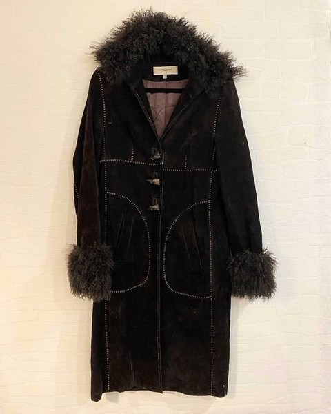 Women Karen Millen Coat Brown Wool 38