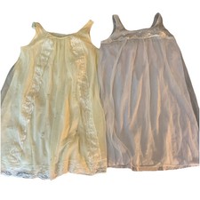 Vintage Lot Of 2 Sears Gowns Nylon Size Small Sheer Layers Yellow Blue