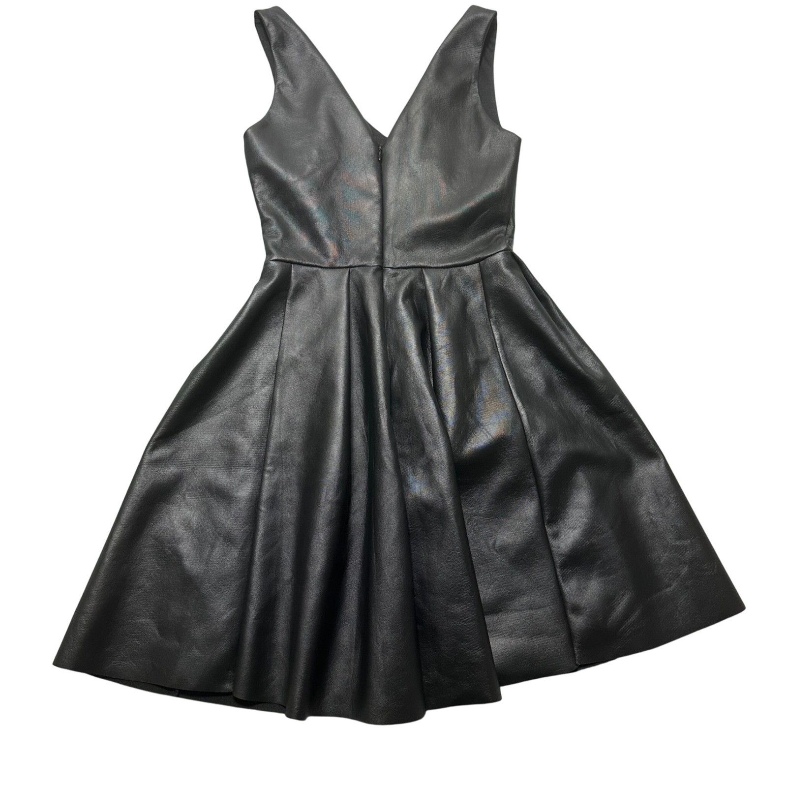 Rosie Harlow faux leather skater dress XS black fit & flare alt party vibe