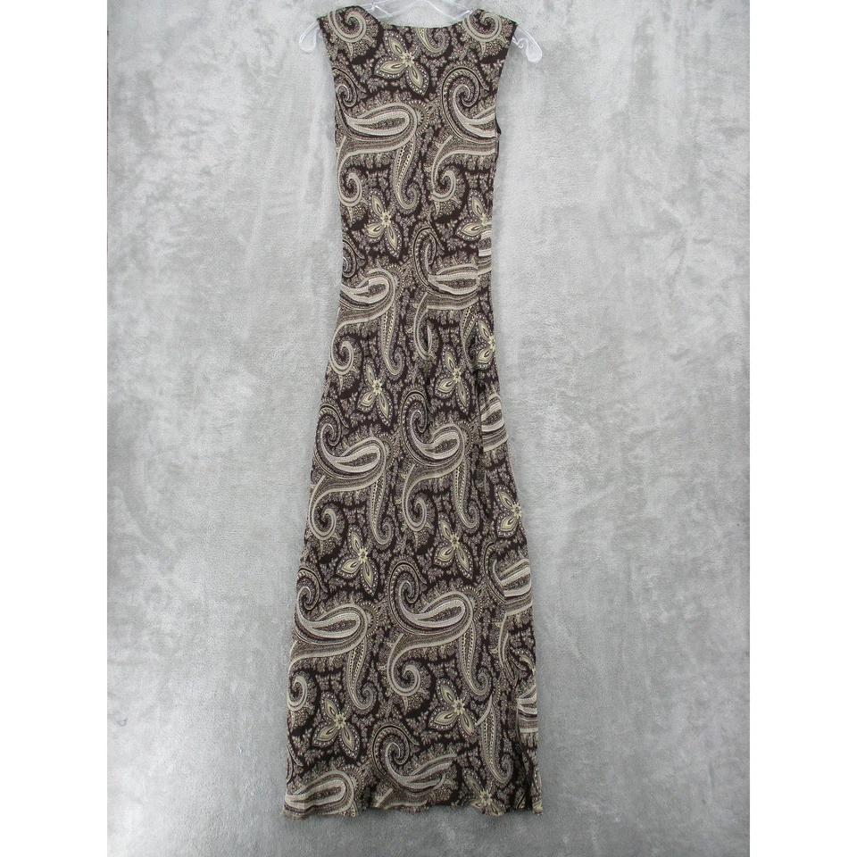 Vestido Vintage Eddie Bauer Para Mujer XS Cachemira Maxi Sin Mangas Años 90 Boho Retro Sesgado Marrón Foto 4 de 4