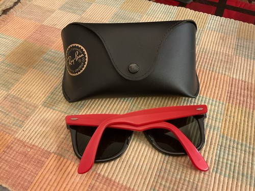 Vintage Ray-Ban klassische Wayfarer-Sonnenbrille Damen 1980er Jahre rot schwarz G15 GLÄSER B&L - Bild 2 von 8