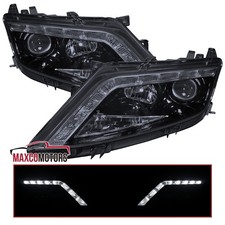 Smoke Projector Headlights Fits 2010-2012 Ford Fusion Led Strip Head Lamps Pair