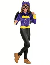 Girls L Batgirl Halloween Costume Complete DC Super Hero Purple Yellow 12-14
