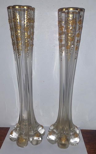 PAAR VASEN SOLIFLORE EMAILLE ROSEN RELIEF GOLD LEGRAS ? - Bild 9 von 9