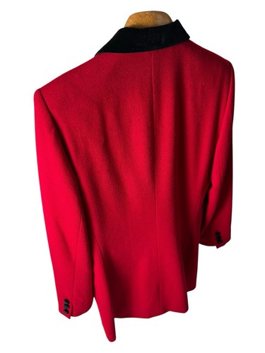 Vtg Chaus Wool Blazer Jacket Women Sz 10 Red Black Collar Buttons Military READ - Picture 3 of 13