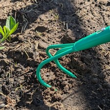 Garten Grubber 3 Zinken Dreizack Rasen Boden Erde Gewächshaus Stahl grün