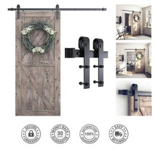 Classic Matte Black 6.8FT Sliding Barn Door Hardware Kit - Instructions Included