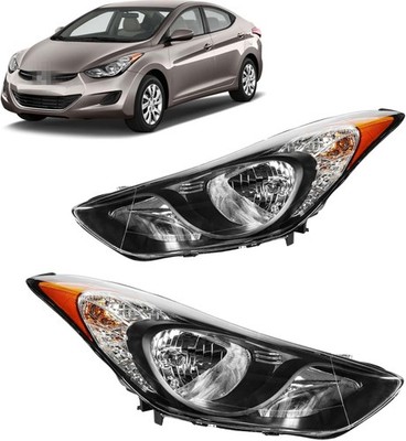 PHILTOP Headlights Assembly Compatible with 2011 2012 2013 Hyundai ElantraBlack