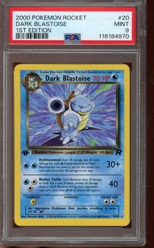 PSA 9 MINT Pokemon Dark Blastoise Team Rocket 1st Edition Non-Holo 20/82