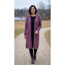 Old Navy Purple Knit Open Front Long Sweater Dress Women Size M