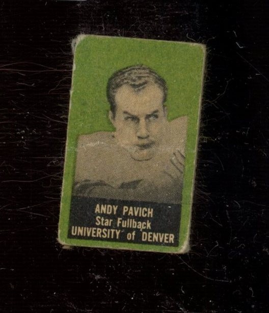 Andy Pavich Football Cards 1950 Topps Felt Backs trading card — raw and PSA graded price guide