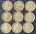 9-Coin 1950s Silver Roosevelt Dime Lot – Includes 4 Denver "D" Mint Marks