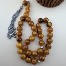 Old Misky 33Bead Islamic Tasbih Sterling Silver Tassel