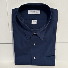 Brooks Brothers Solid Blue Dress Shirt 18-34/35 100 Cotton NEW