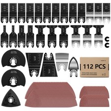 112Pcs Oscillating Saw Blades Quick Release Oscillating Multitool Blades with...
