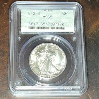 1942 S Walking Liberty Silver Half Dollar PCGS MS65 DOILY!!! NO RESERVE AUCTION!