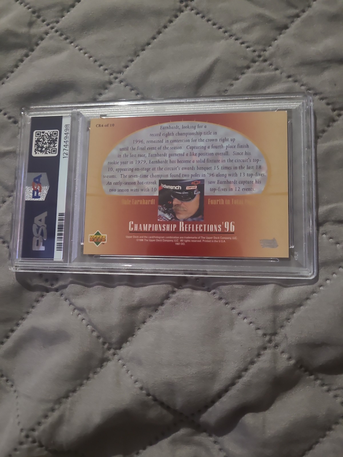 1997 Upper Deck Victory Circle Dale Earnhardt Championship Reflections PSA 8 view 10