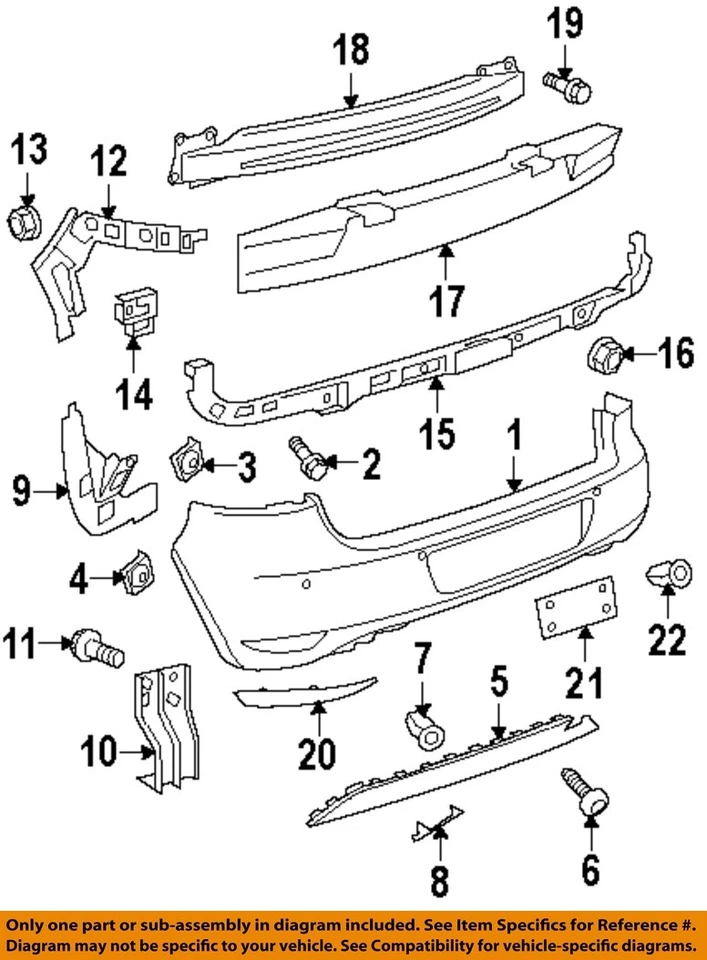 Used Rear Bumper Assembly Rear fits: 2011 Volkswagen Eos w/o park assist Rear Gr - Изображение 3 из 4