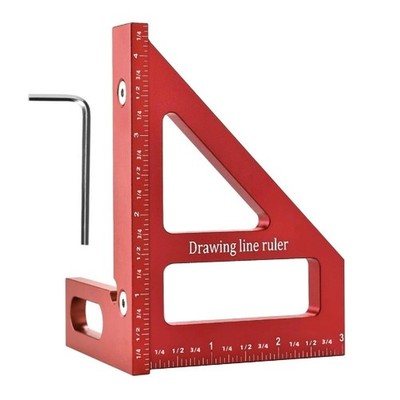 3D Multi-Angle Measuring Ruler 45° 90° Aluminum Woodworking Square Tool