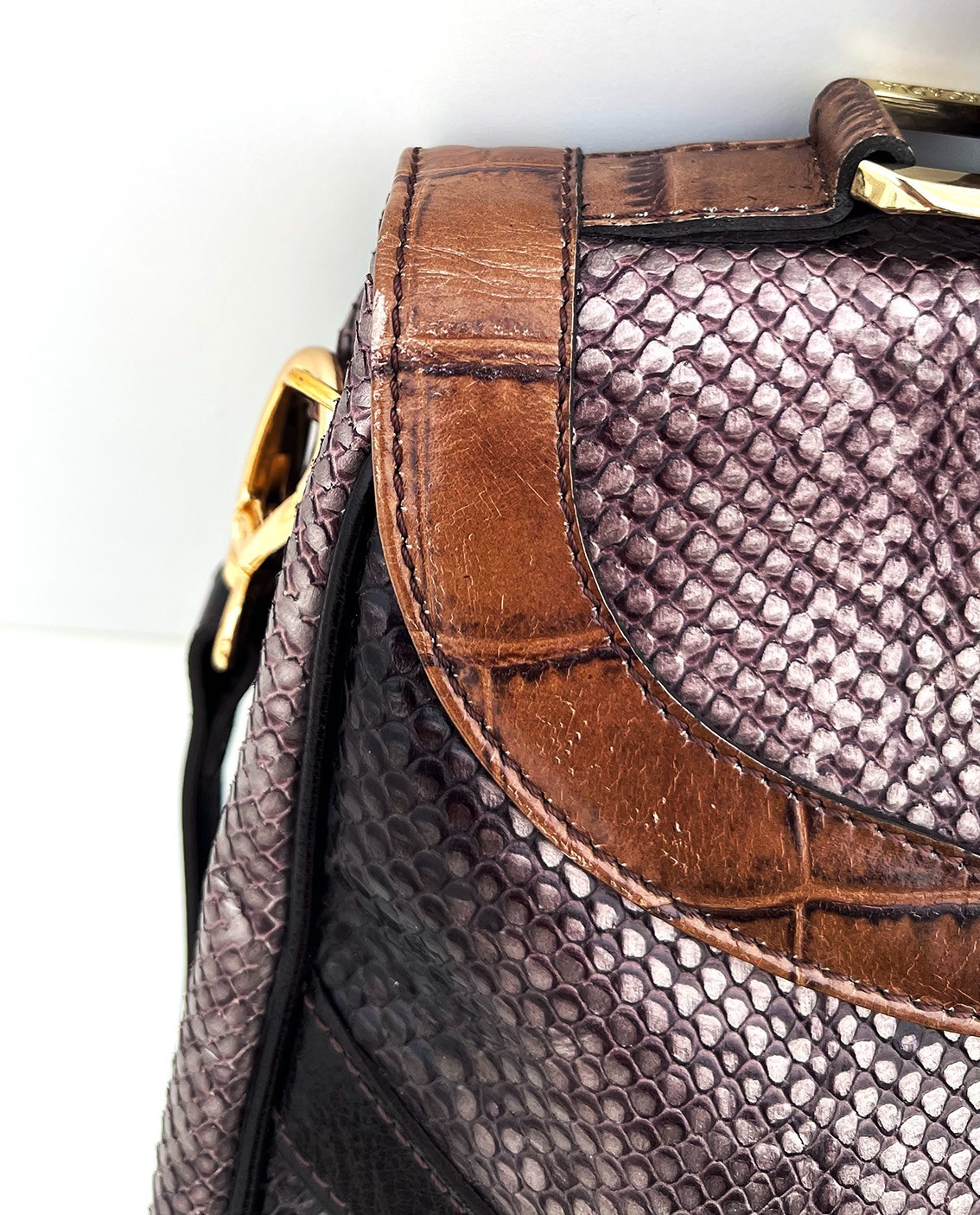 ARCADIA Italy Luxury Python & Croc Embossed Leath… - image 12