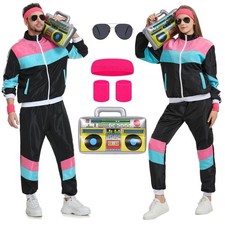 80s Tracksuit for Men Women 90s Windbreaker Retro Track Suit Costume 80s Outf...