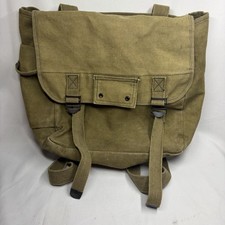 VTG Military Canvas Messenger Bag OD Green Metal Buckles Field Haversack