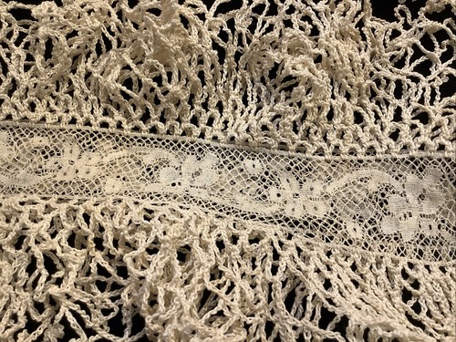 Juego de collar y puños de encaje de aguja fina y ganchillo antiguo de colección 1772🌟 hecho a mano - Imagen 4 de 8