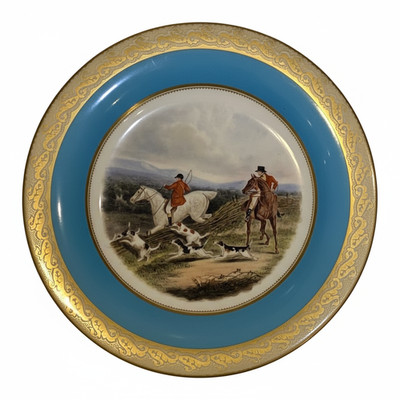 Kerr Binns Royal Worcester Hand-Painted Plate, Hunting Scene