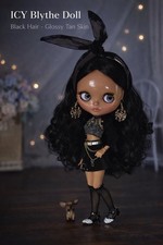 ICY Blythe Doll glory face black Hair Glossy Face Cute Girl Gift Freeshipping