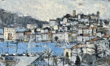 Vintage Oil Painting Landscape CANNES, France MCM 1958 California John Letinger