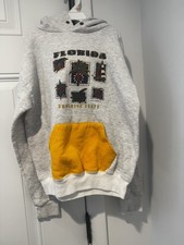 Vintage Jerzees Florida Sunshine State Hoodie Kangaroo Pocket Youth L 1996 Gray