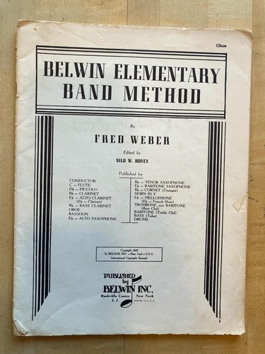 Belwin Elementery Band Method 1945 for Oboe | eBay
