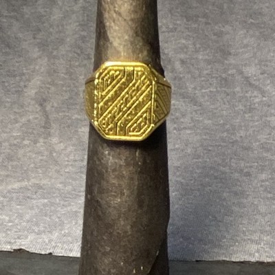 Gold-Tone Octagonal Men's Signet Ring Size 9 