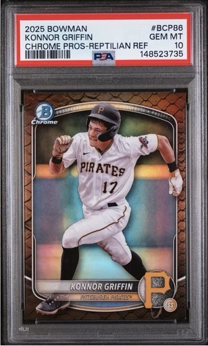 2025 KONNOR GRIFFIN psa 10 Reptilian BOWMAN CHROME PROSPECTS REFRACTOR #BCP86 🔥