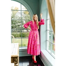 Sheridan French Britt Dress in Pink Festive Cheetah Print Size XL