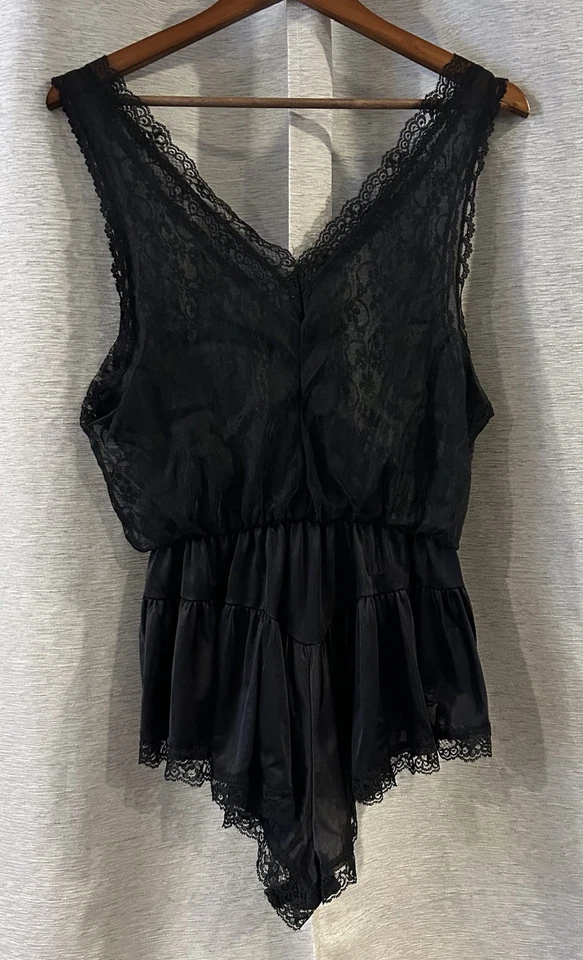 Vtg Teddy Bodysuit Coquette Babydoll Lace Romper Bridal Lingerie Playsuit 1X - Image 4 of 4