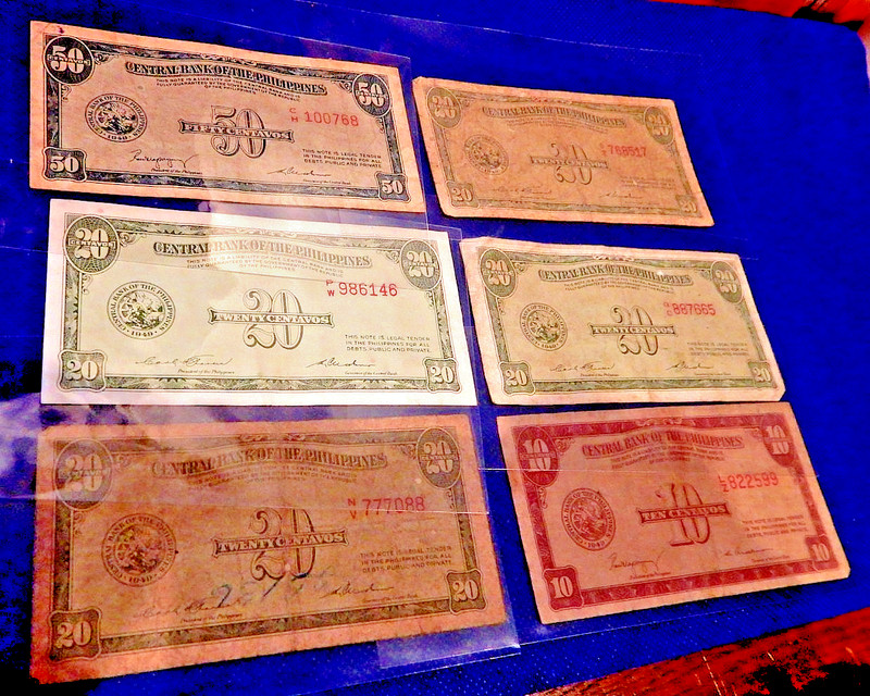 1949 PHILIPPINES PAPER MONEY - SET OF CENTAVOS BANKNOTES (6 NOTES)