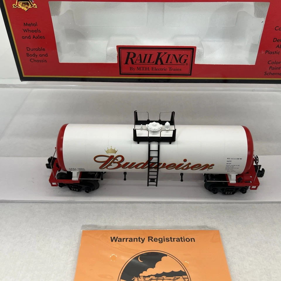 MTH RailKing 30-73226 Anheuser Busch Budweiser Beer Modern Tank Car New O Gauge - Image 3 of 4