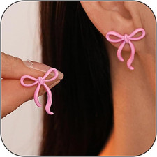 Red Bow Earrings for Women Christmas Earrings Dangle Holiday Stocking Stuffers G