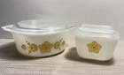 Vintage PYREX Butterfly Gold Casserole dish and VHTF Refrigerator Dish W LIDS!